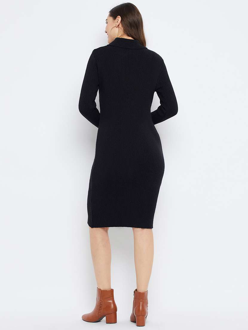 black wool bodycon dress - 20796492 - Standard Image - 2