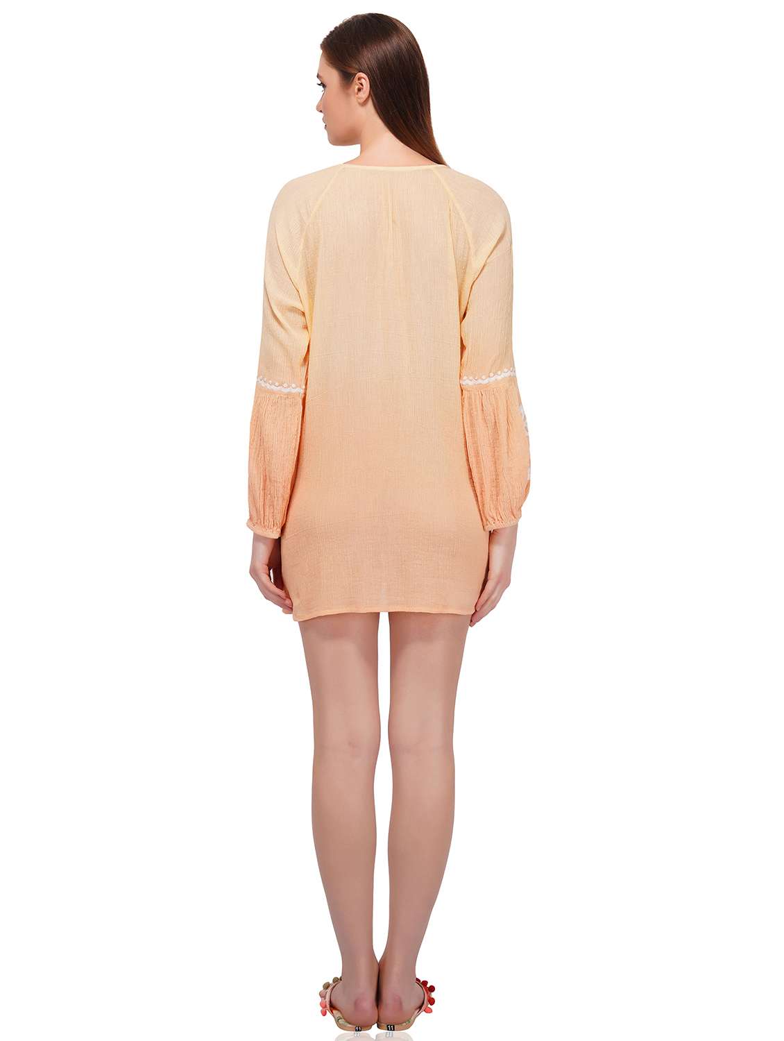 women embroidered bishop sleeves a-line dress - 20796569 -  Standard Image - 2