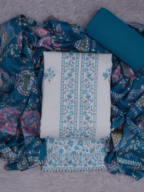 off white printed unstitched suit set - 20796757 - Standard Image - 2