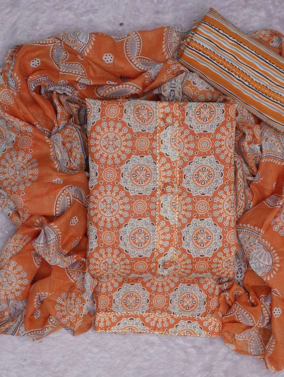 women orange unstitched suits - 20796760 - Standard Image - 2