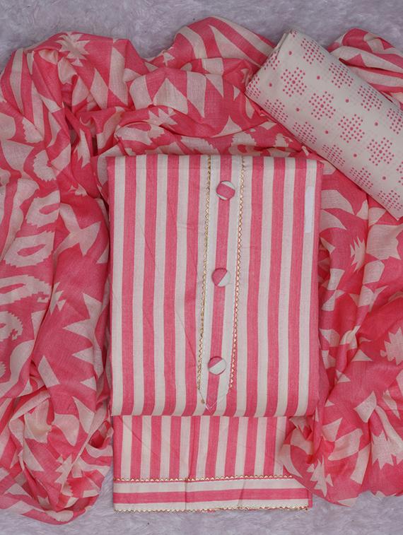 pink striped unstitched suit set - 20796775 - Standard Image - 2