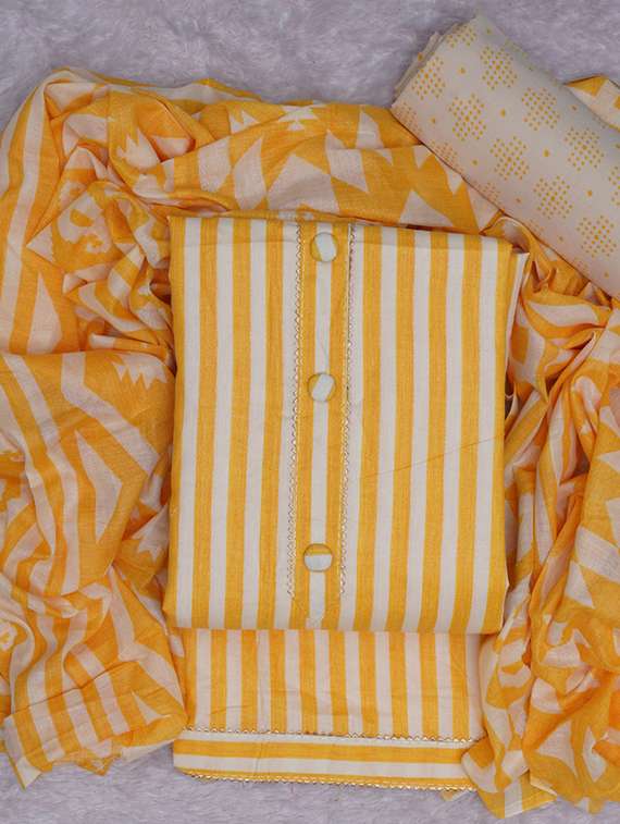 yellow striped unstitched suit set - 20796778 - Standard Image - 2