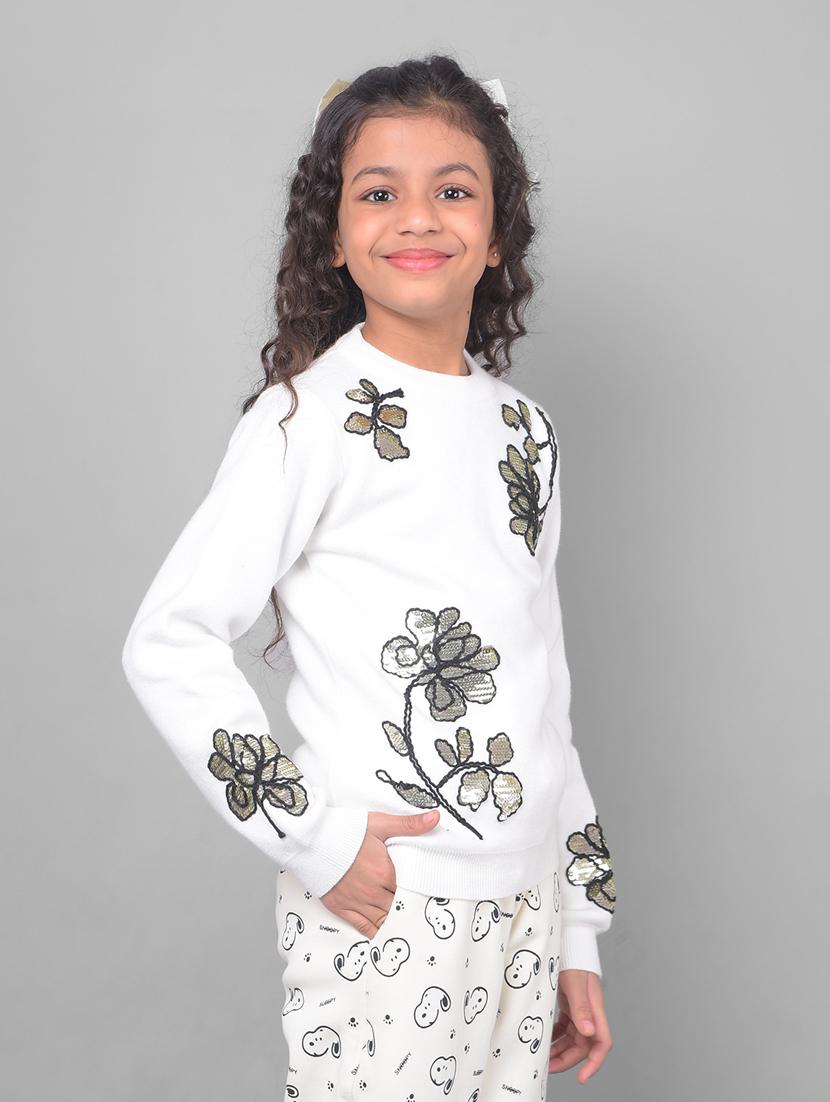girls floral embroidered pullover sweater - 20796824 - Standard Image - 2