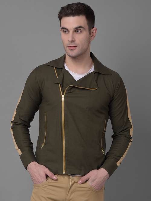 olive cotton casual jacket - 20796845 -  Standard Image - 0