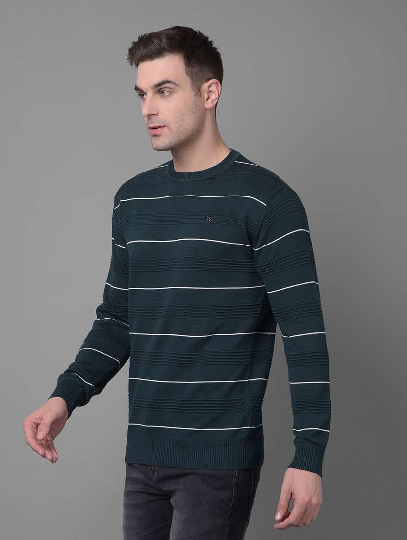 men round neck striped pullover
