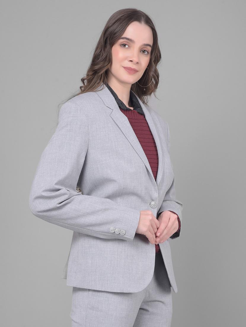 women solid long sleeve single breasted blazer - 20796916 - Standard Image - 2