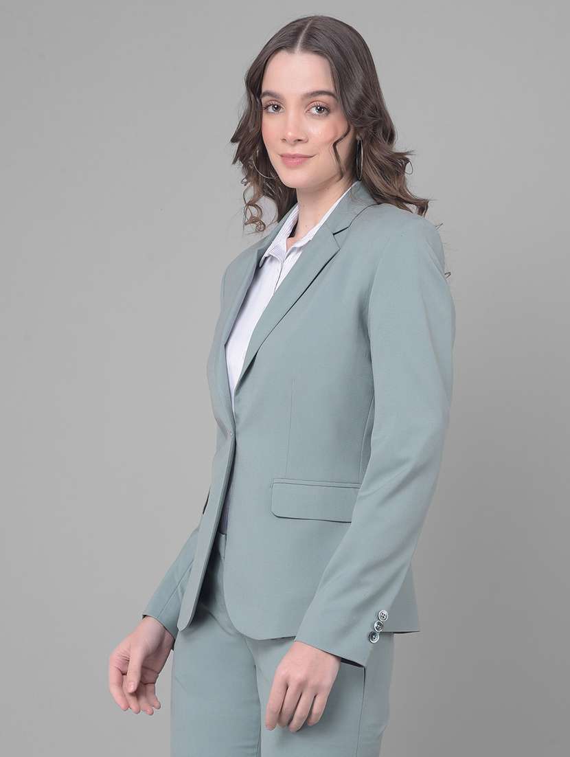 women green solid single breasted blazer - 20796950 -  Standard Image - 2