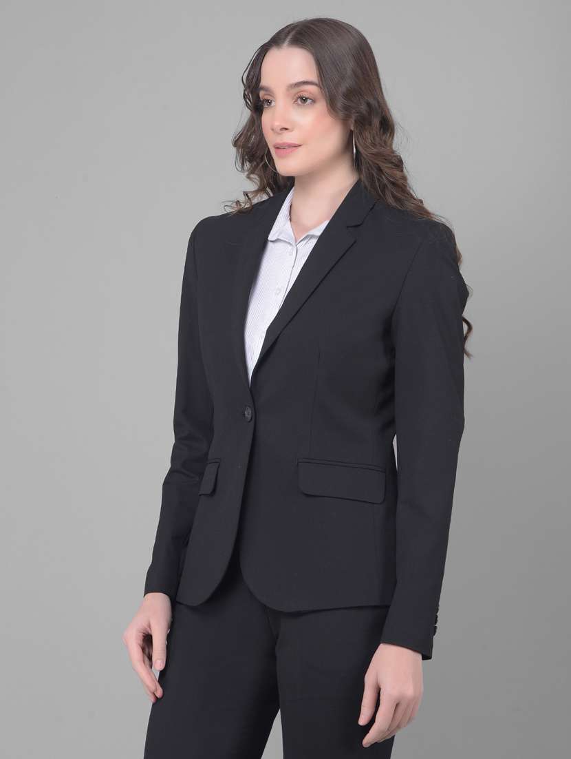 women solid long sleeve single breasted blazer - 20796958 -  Standard Image - 2