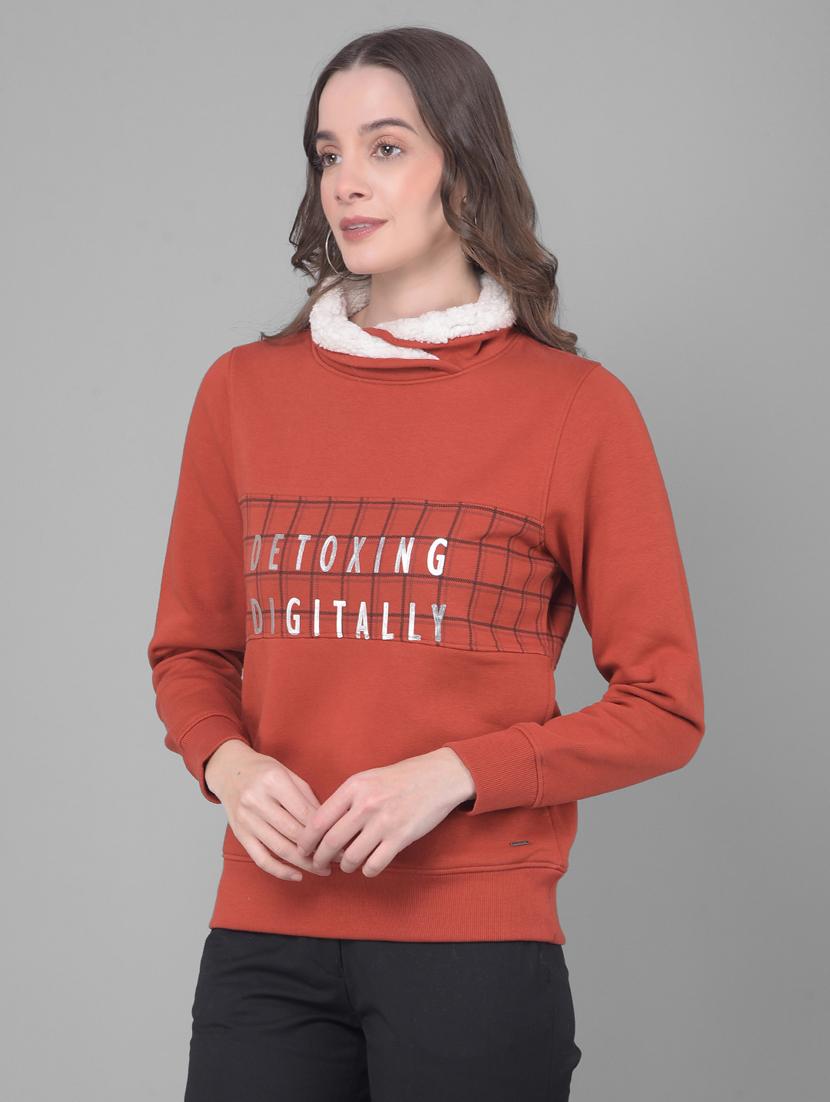 women rust typographic regular sweatshirt - 20796967 - Standard Image - 2