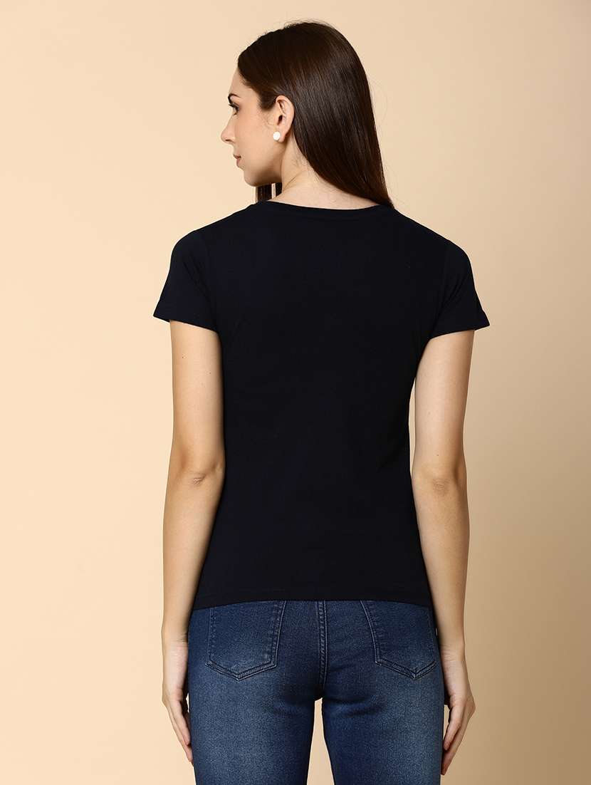 women round neck front print regular t-shirt - 20806077 -  Standard Image - 2