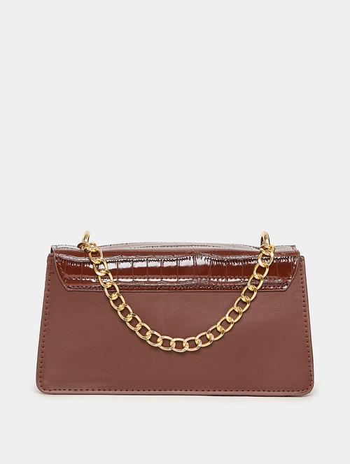 brown textured sling bag - 20806356 -  Standard Image - 0