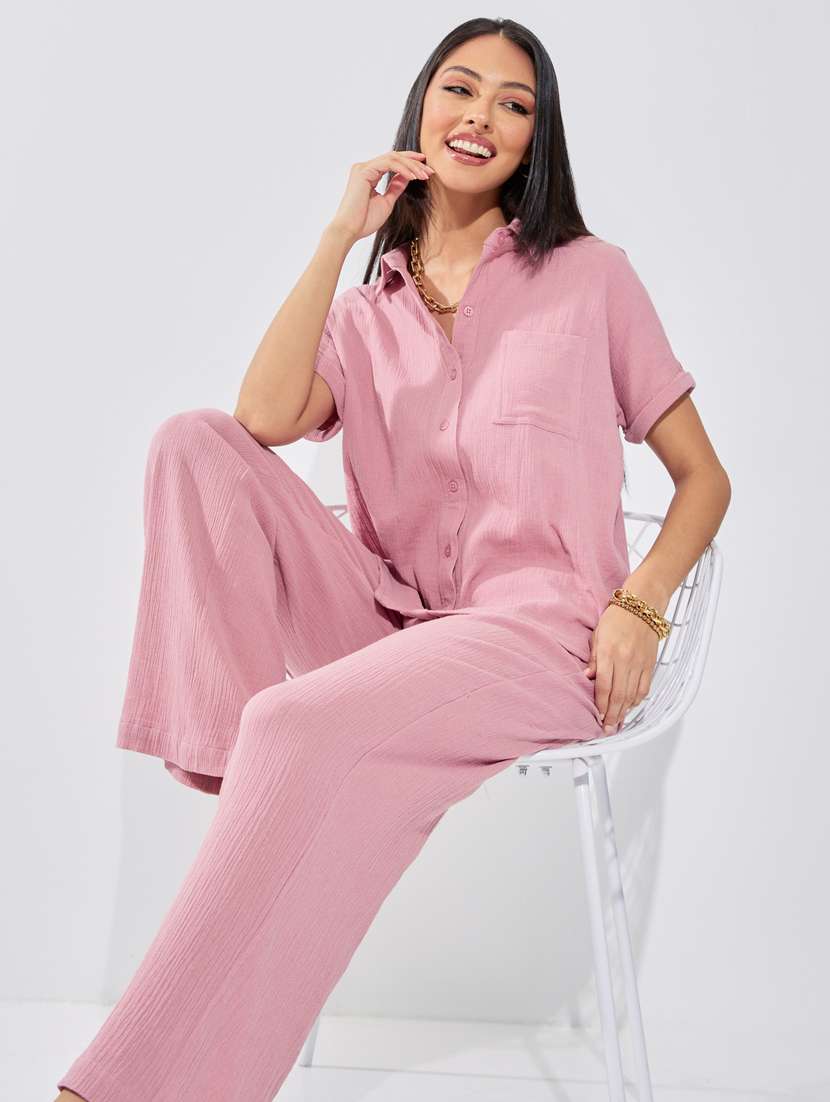 women pink solid regular shirt - 20806402 -  Standard Image - 2