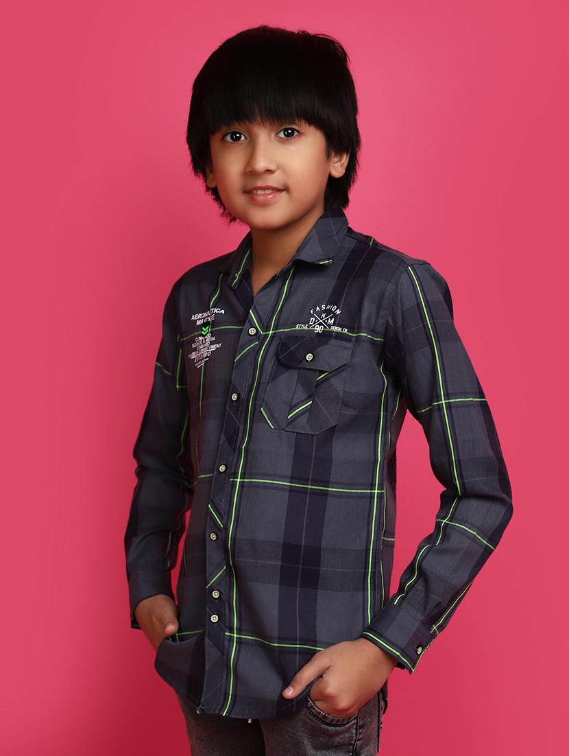 dark grey checks printed detailed casual shirt - 20806445 - Standard Image - 2
