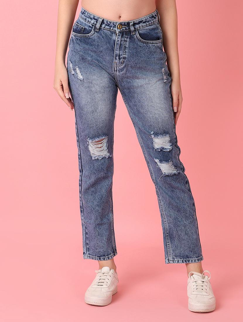 women distressed mid rise straight fit jean - 20806572 -  Zoom Image - 0