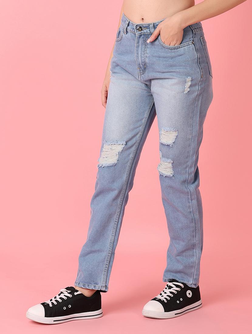 women distressed mid rise straight fit jean - 20806573 - Standard Image - 2