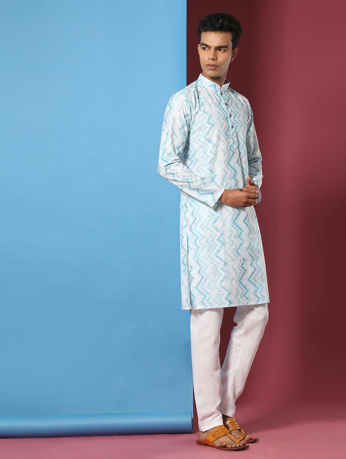 light blue rayon long kurta