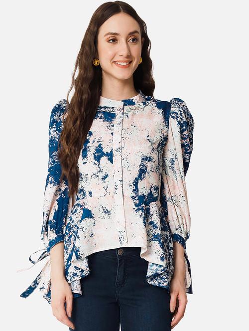 multi coloured printed asymmetric shirt style top - 20807176 -  Standard Image - 0