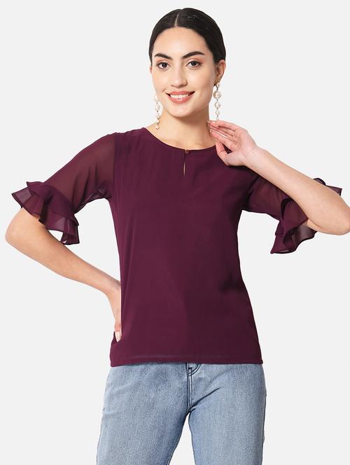 women maroon solid regular top - 20807177 - Standard Image - 0