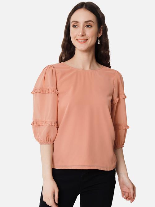 women solid puff sleeves top - 20807180 - Standard Image - 0