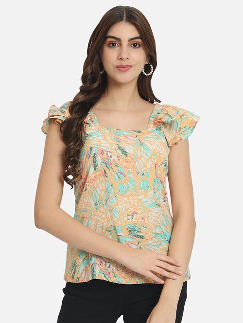 women printed cap sleeves top - 20807187 -  Standard Image - 0