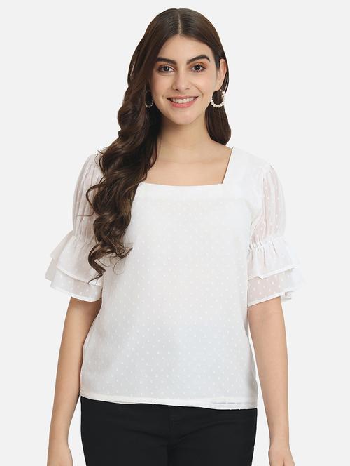women self designed puff sleeves top - 20807190 -  Standard Image - 0