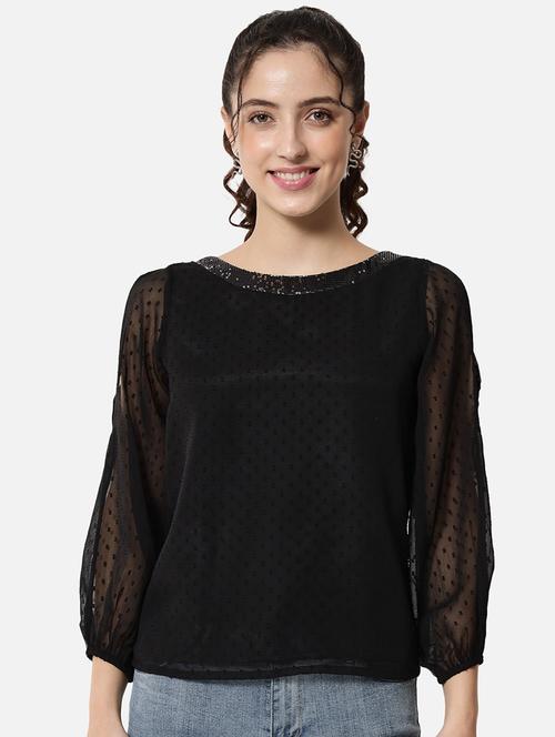 women black self-designed long sleeve regular top - 20807195 - Standard Image - 0