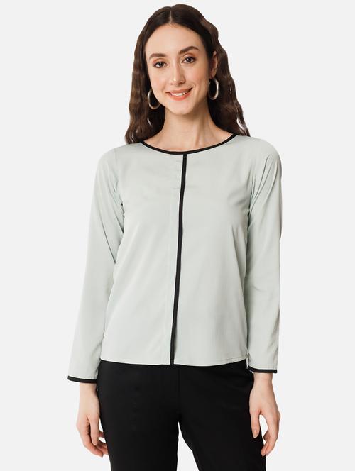 solid green detailed regular top - 20807199 - Standard Image - 0