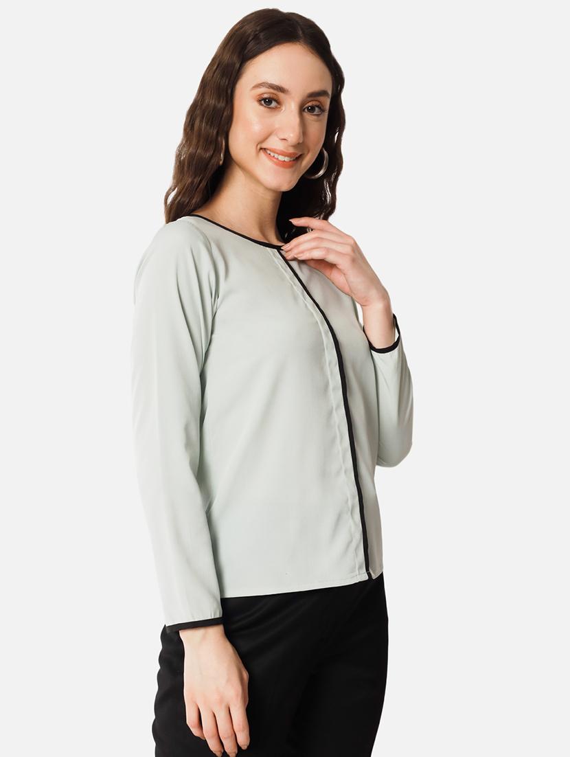 solid green detailed regular top - 20807199 - Standard Image - 2