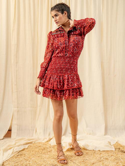 women red printed layered dress - 20807328 -  Standard Image - 0
