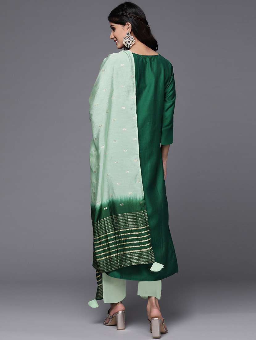 women three quarter sleeve kurta pant with dupatta set - 20809527 -  Standard Image - 2