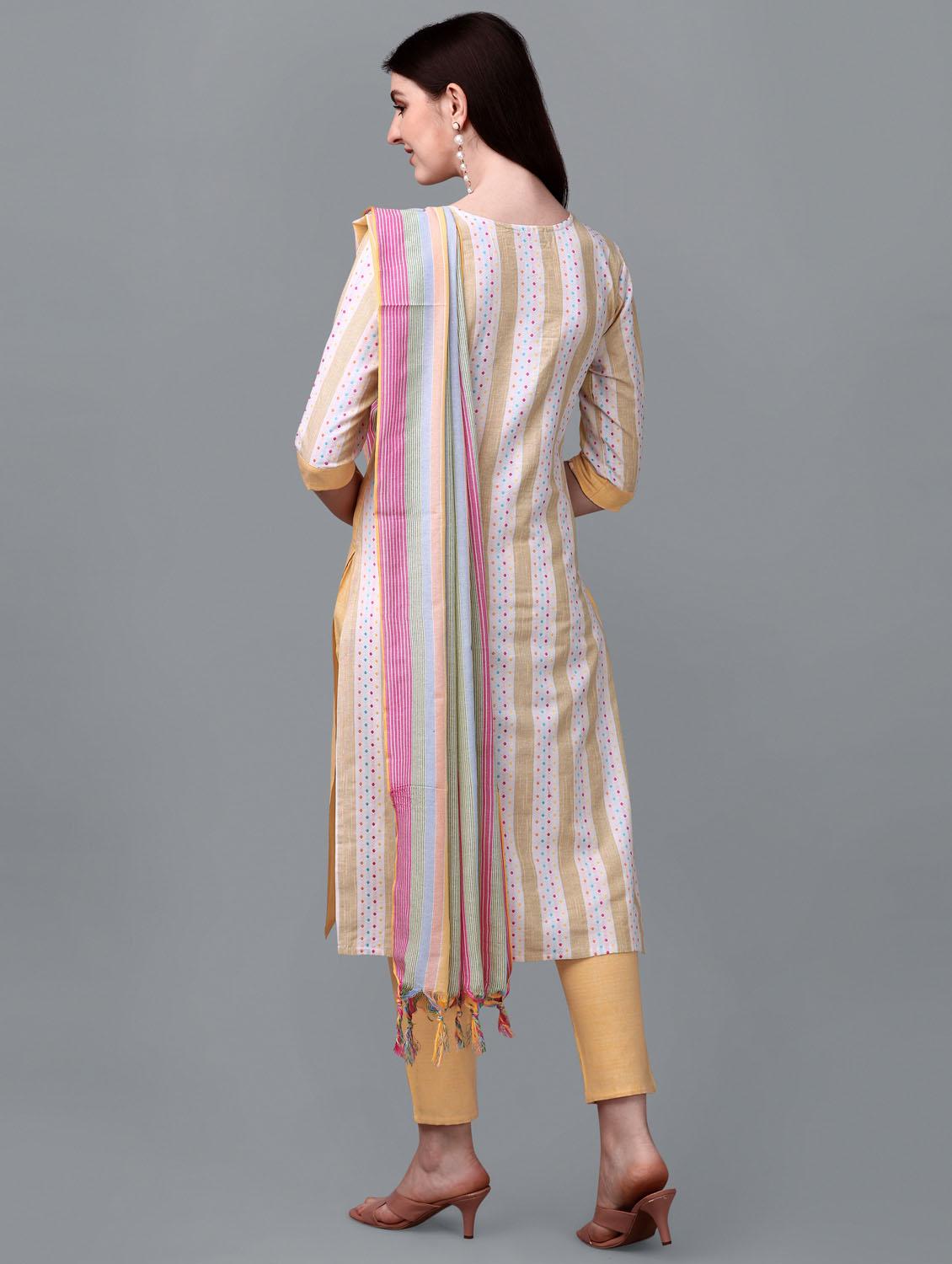 women striped suit set with dupatta - 20809550 - Standard Image - 2