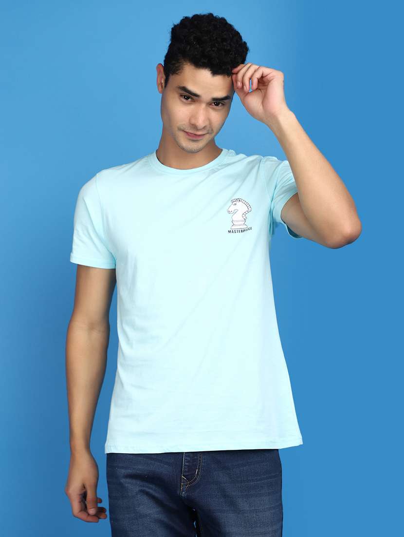 men round neck back print t-shirt