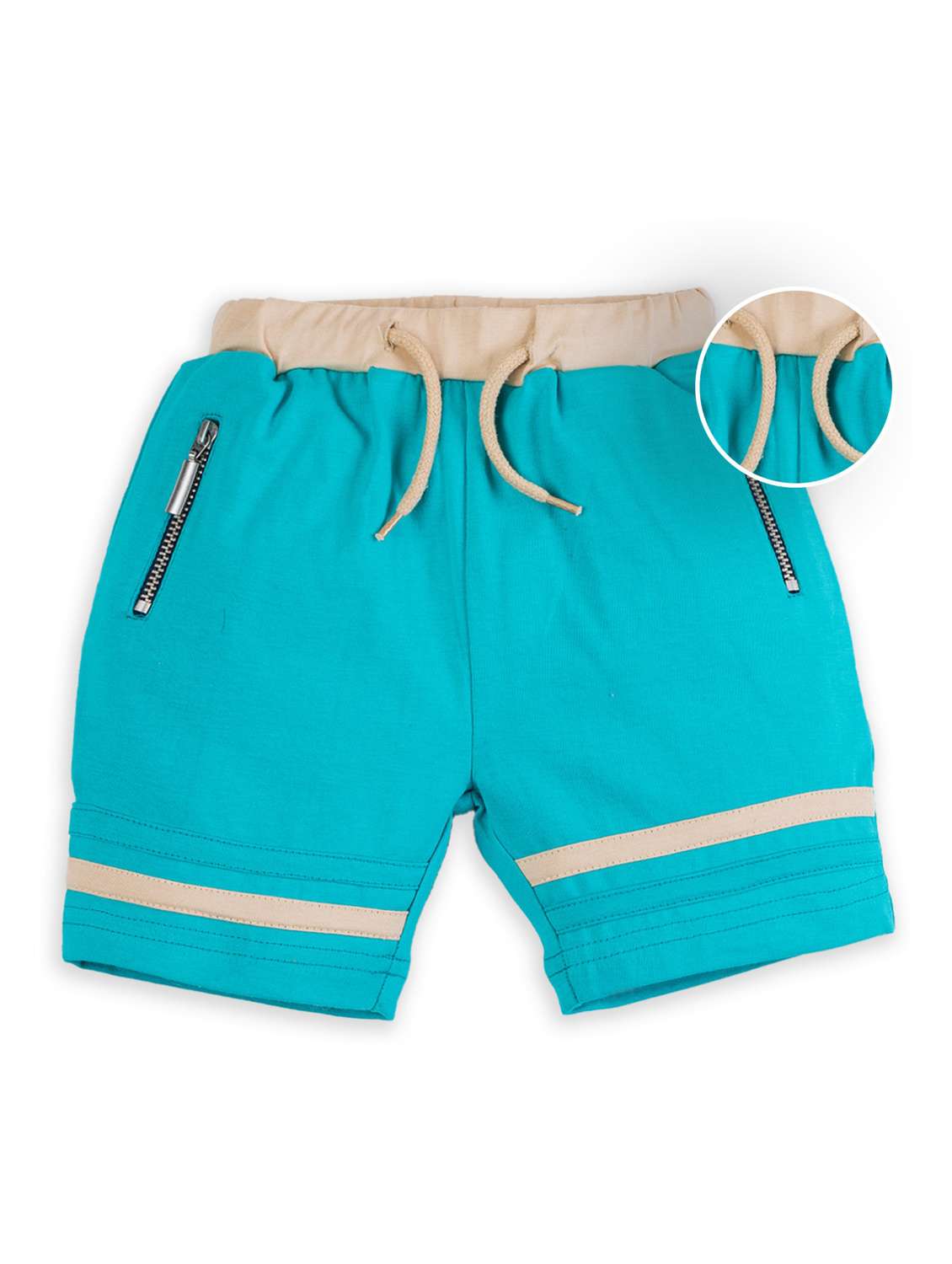 kids solid blue zipper detailed shorts