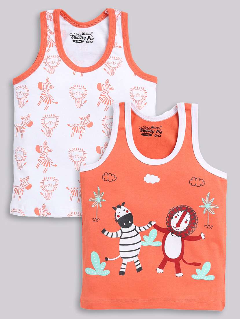 boys pack of 2 printed vests