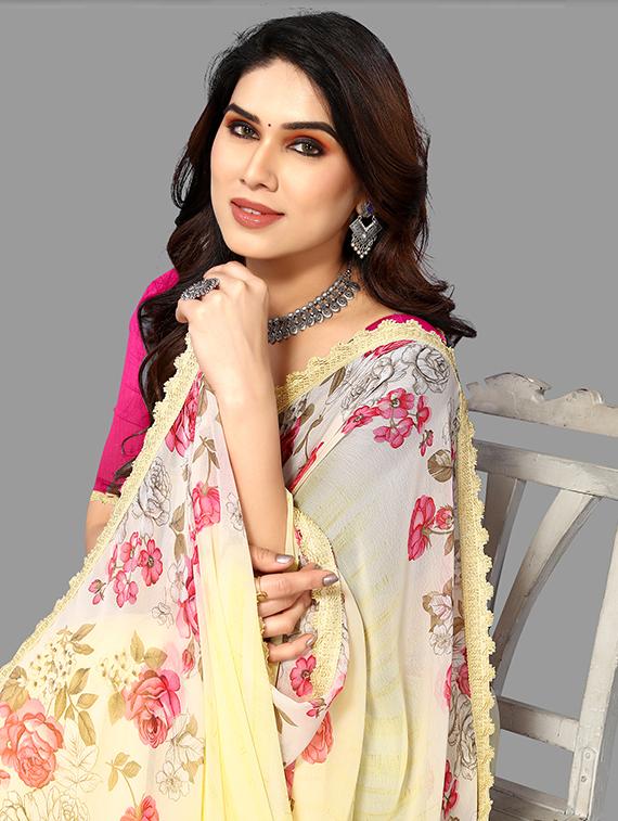 women floral bordered saree with blouse - 20810944 - Standard Image - 2