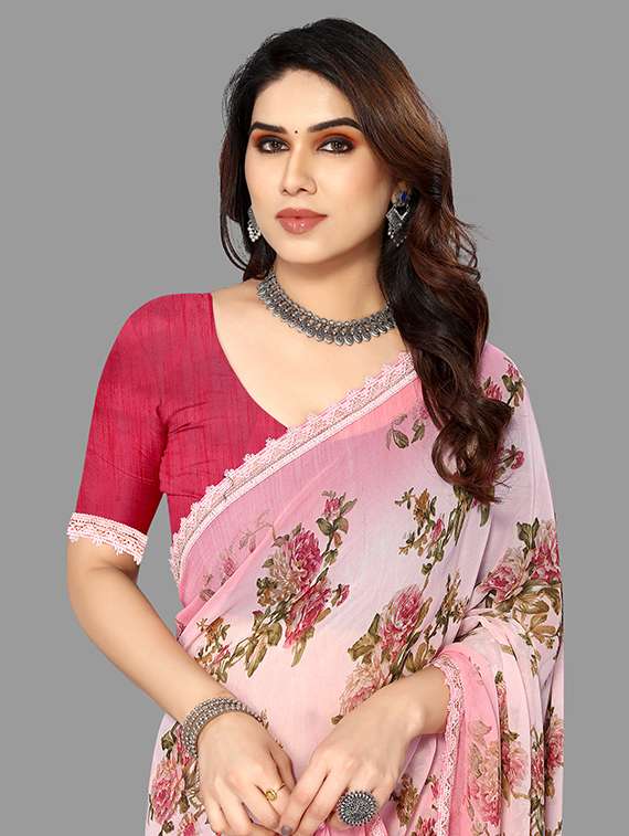 women rosewater floral printed saree with blouse - 20810946 -  Standard Image - 2