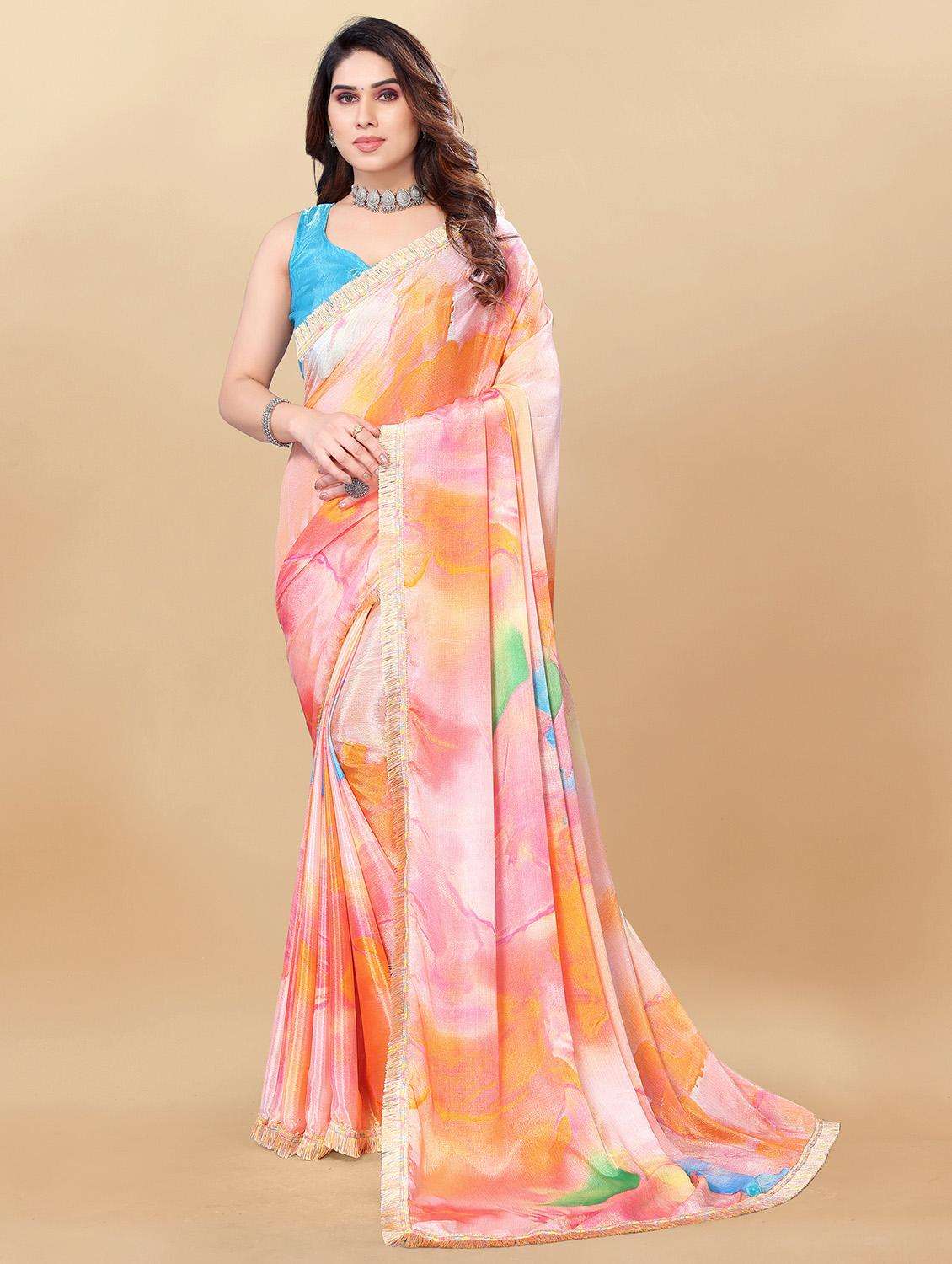 women multi color printed chiffon saree with blouse - 20810976 -  Standard Image - 2