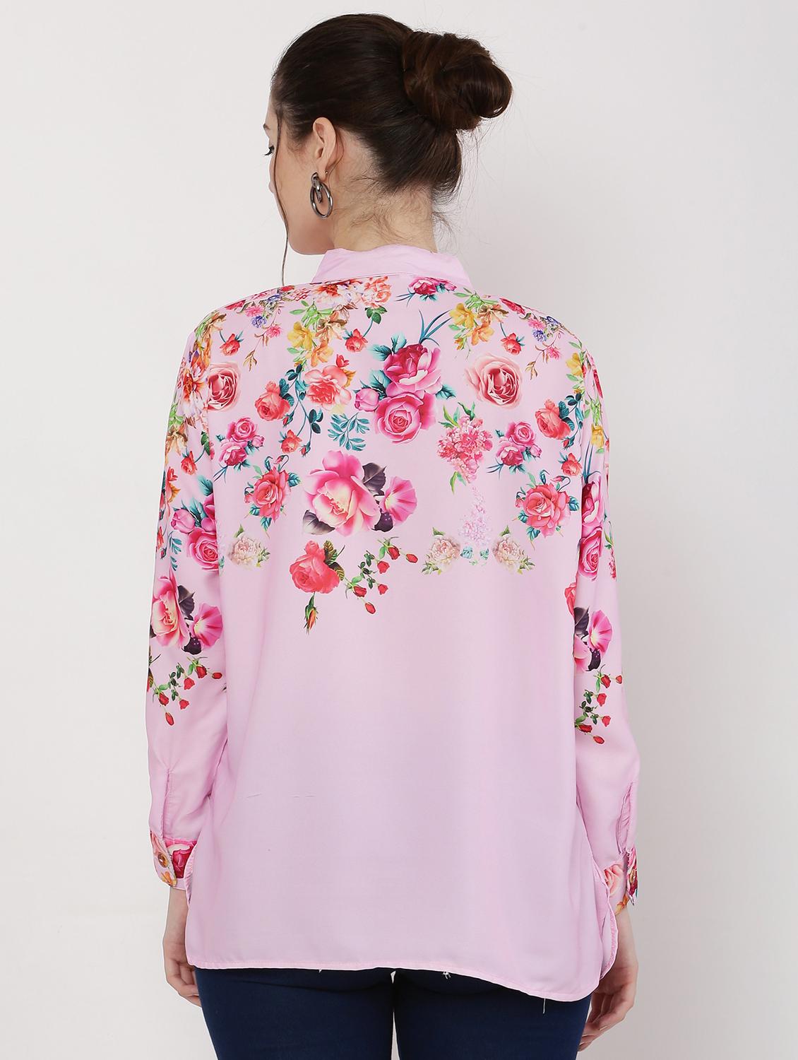 pink floral printed regular top - 20811200 - Standard Image - 2