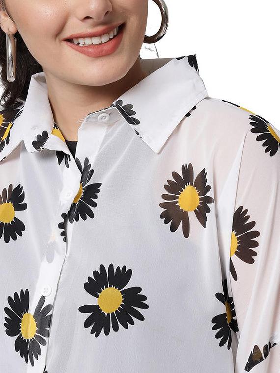 white viscose floral shirt - 20811487 - Standard Image - 2