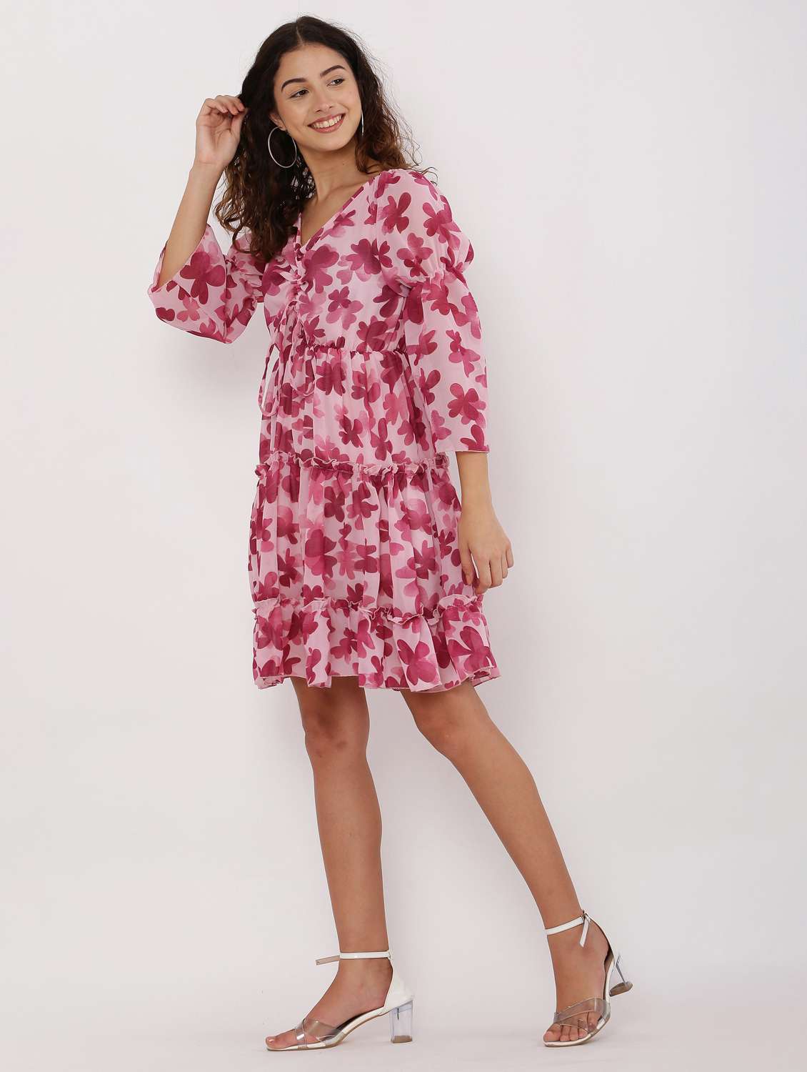 women floral printed a-line dress - 20811645 - Standard Image - 2