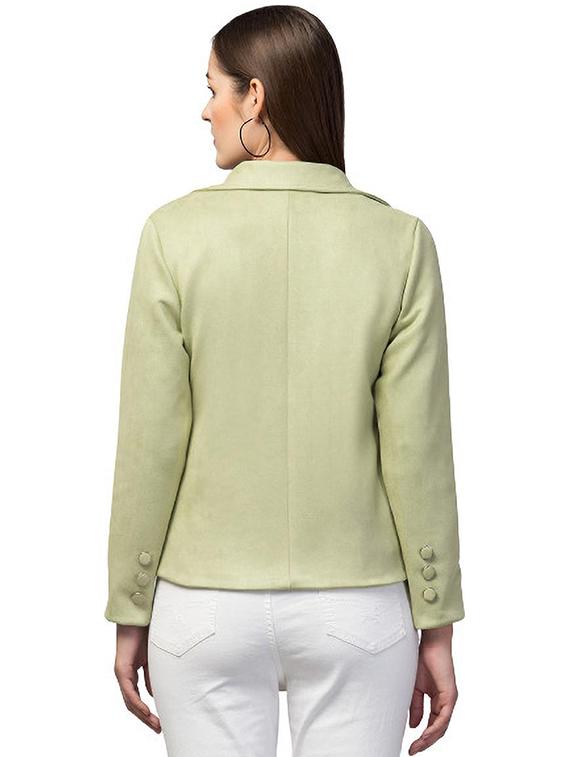 women green solid regular coat - 20811659 - Standard Image - 2