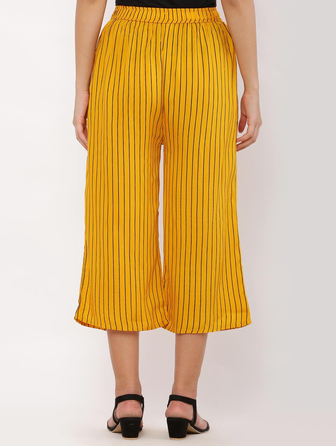women mid-rise yellow stripes capri - 20811663 - Standard Image - 2