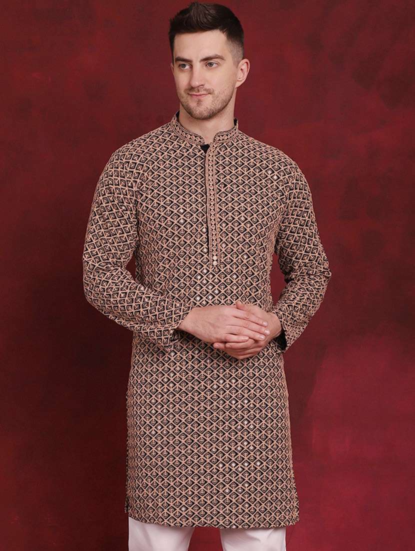 brown cotton long kurta