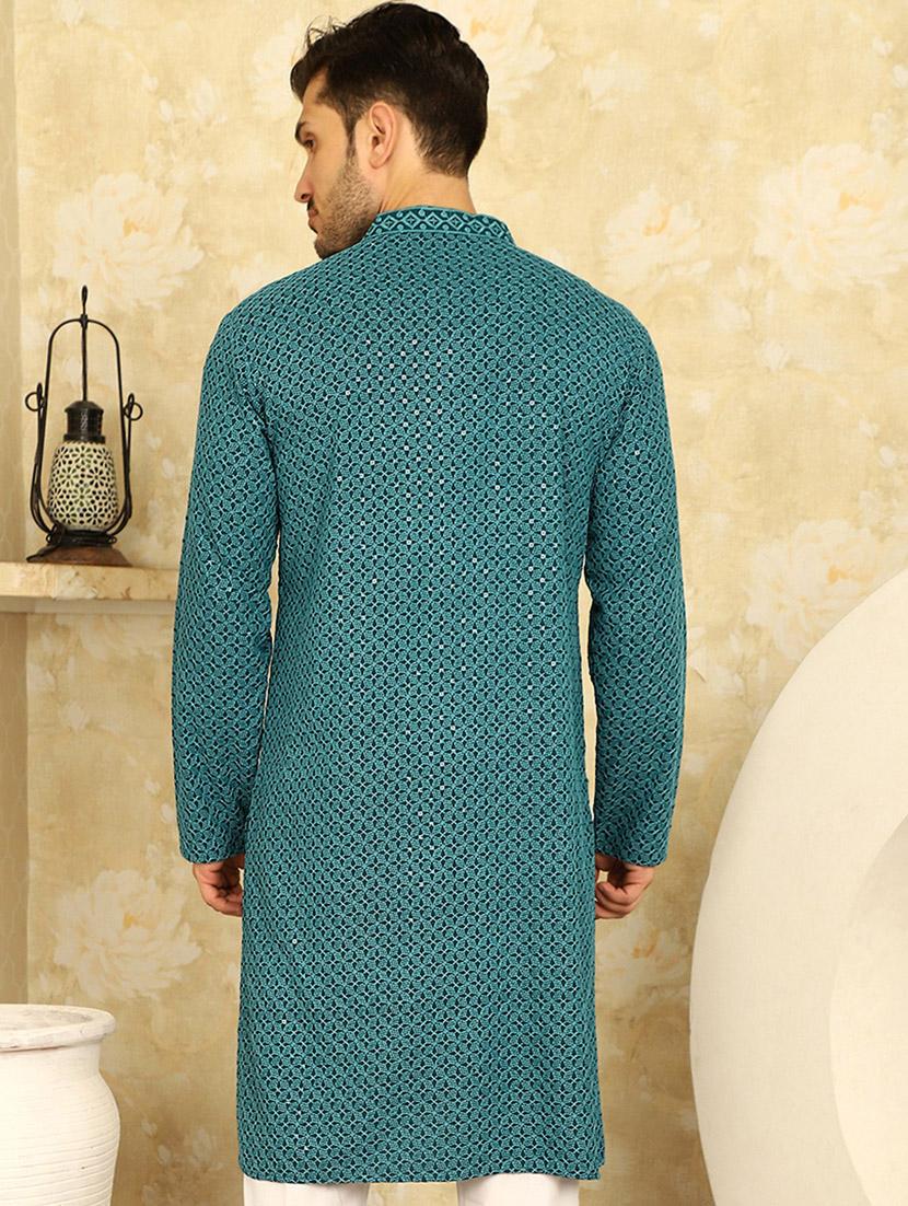 teal viscose long kurta - 20811861 - Standard Image - 2