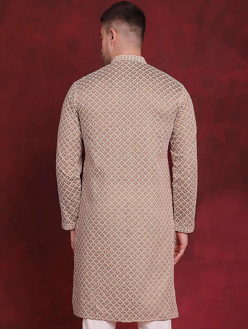 men mandarin neck embroidered long kurta - 20811863 -  Standard Image - 2