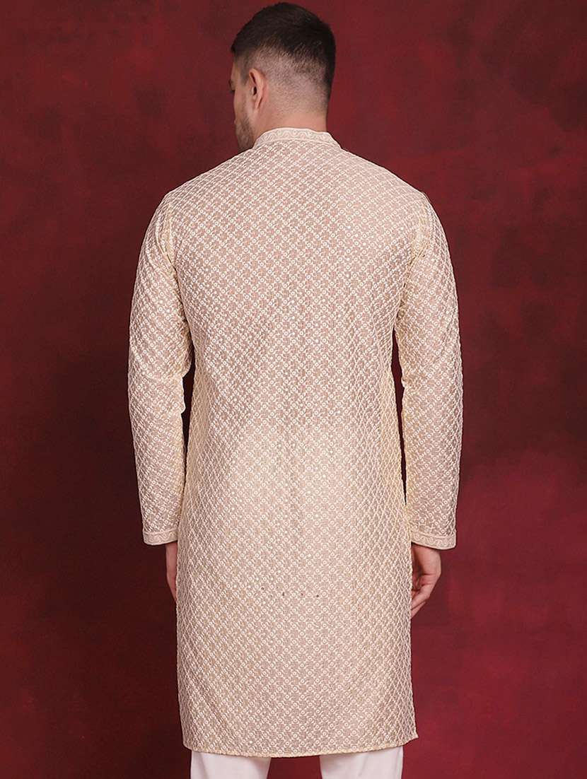 men mandarin neck embroidered long kurta - 20811864 -  Standard Image - 2