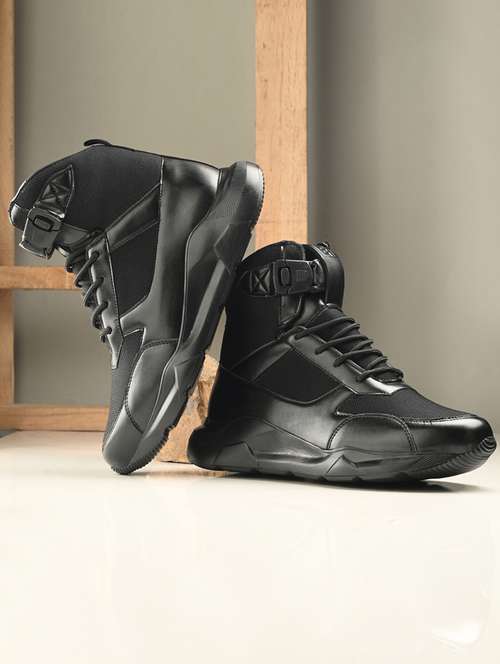 men black high neck sneakers - 20811877 -  Standard Image - 0