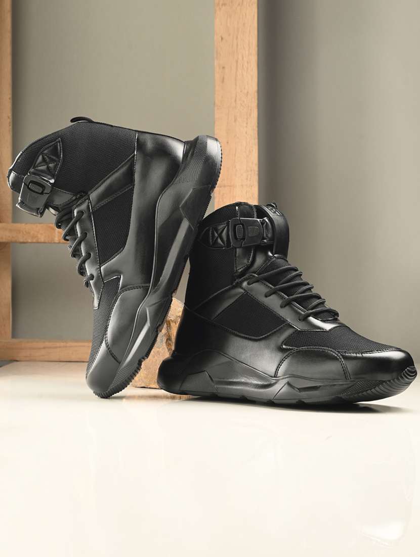 men black high neck sneakers