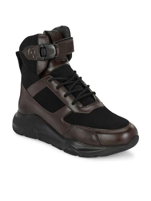 men brown high neck sneakers - 20811878 - Standard Image - 0