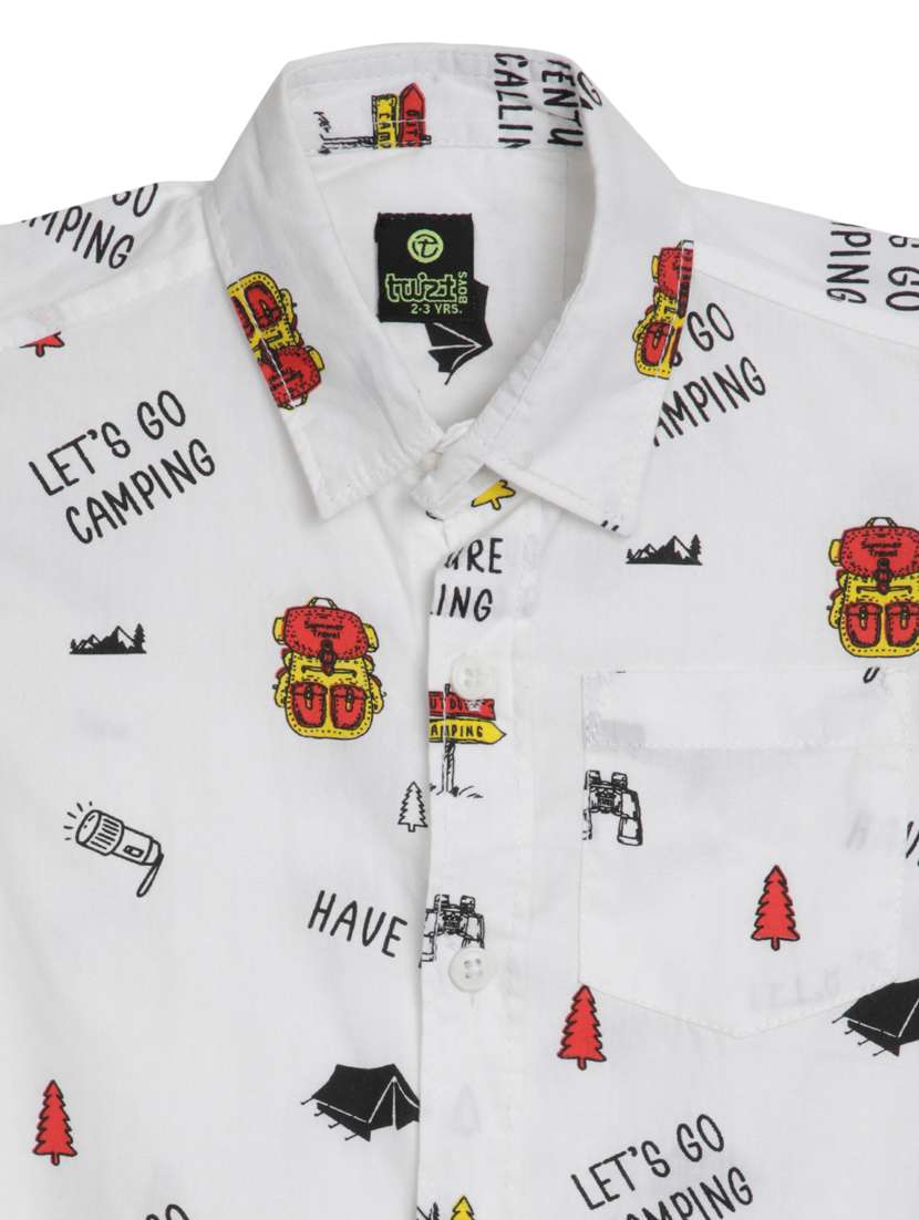 boys white quirky printed shirt - 20814013 -  Standard Image - 2